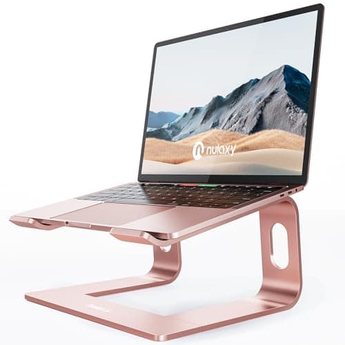 Nulaxy Laptop Stand, Ergonomic Aluminum Laptop Computer Stand, Detachable Laptop Riser Notebook Holder Stand Compatible with MacBook Air Pro, Dell XPS, HP, Lenovo More 10-16” Laptops - Rose Gold