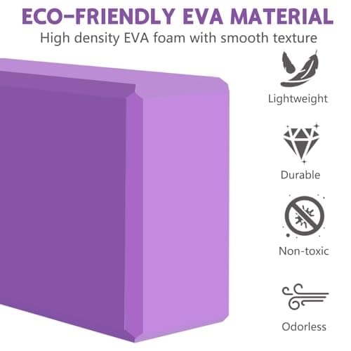 MBHKRRS 9"x6"x3" Yoga Blocks, Soft Non-Slip Surface Premium Foam Blocks, Supportive, Lightweight, Odor Resistant, Yoga Accessories for Pilates Meditation General Fitness Stretching Toning (Purple-1 Pack) 7
