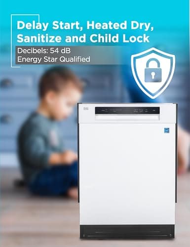 BLACK+DECKER 24" Built-In Dishwasher, 12-Place Setting Capacity with Stainless Steel Tub, Dish Washer with 5 Wash Programs and Smart Wash Cycle, ENERGY STAR Certified, BDW100MW, White 7