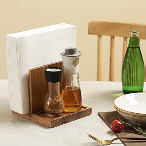 EVERBBKING Napkin salt pepper holder Wooden Napkin Holder for Salt and Pepper Shakers Caddy,Suitable for Kitchen, Restaurant, Bar, Office, Parties, Home Décor 7