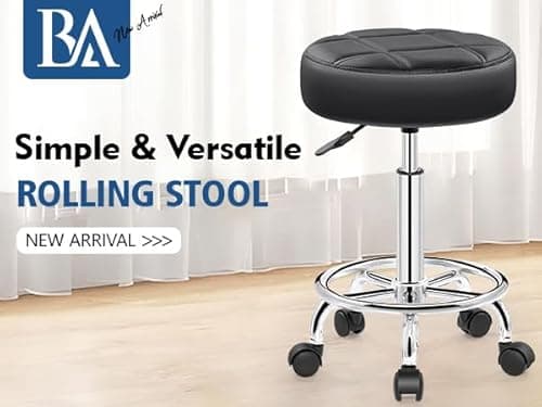 Brick Attic Rolling Stool with Wheels, PU Leather Small Office Chair with Foot Rest,Versatile Adjustable Swivel Stool for Tattoo Massage Salon Spa Teach Medical Facial Office Home Work Kitchen 8