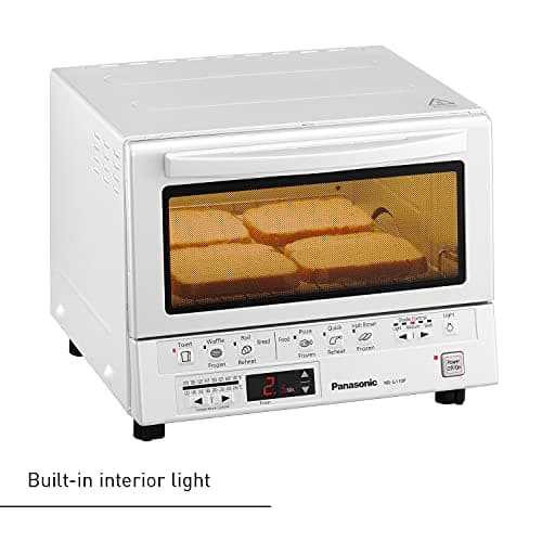 Panasonic FlashXpress Toaster Oven Countertop, 4-Slice Compact Size with Double Infrared Heating, 6 Auto Cook Options and Precise Temperature Control, 1300W - NB-G110P-W (White) 5