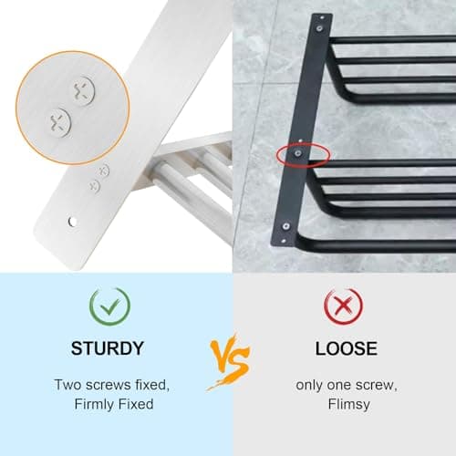 Hotel Towel Racks for Bathroom Wall Mounted, BETHOM 24 Inch Towel Shelf for Bathroom, 3-Tier Bathroom Towel Rack with Tower Bars, Brushed Nickel 6