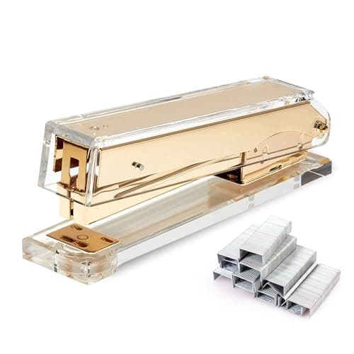 OfficeGoods Acrylic Stapler – Aesthetic & Durable Gold Desk Staple for Modern Office – Stylish & Compact Office Supplies for Women & Men