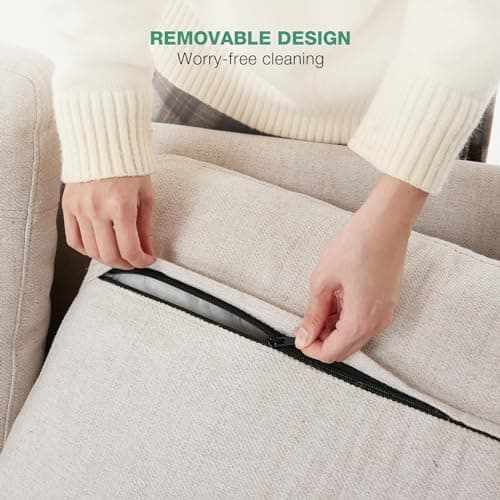 Novilla 57" Loveseat Sofa Small Couch for Living Room, Linen Fabric Upholstered Sofa Couch, Sofa with 2 Bolster Pillows for Apartment, Bedroom, Tool-Free Assembly 6