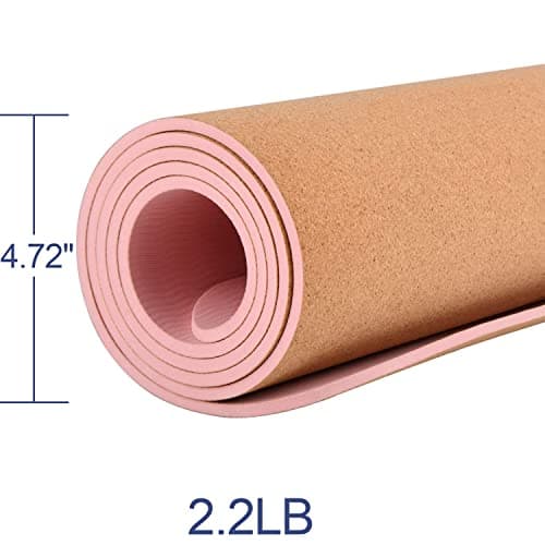 Numat Cork Yoga Mat 6mm (1/4 inch) Thick 72x24 in, Sweatproof NonSlip Eco-friendly, Lightweight TPE foam with Alignment Lines, Gym and Exercise, Black Carrying Bag w. Strap Included 5