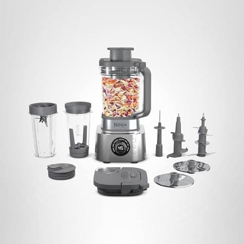 Ninja Blender & Food Processor Combo, Foodi Power Blender System for Smoothies, Bowls, Spreads & Shakes, 6 Functions, 72-oz Pitcher, To-Go Cups, Silver, SS401 12