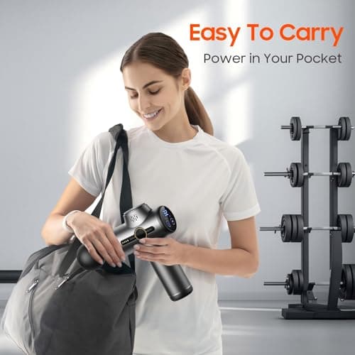 JOYSUWERUN Massage Gun with Heat, Mini Massage Gun - Portable Handheld Muscle Pain Relief and Recovery Tool, Compact and Convenient for Travel and Home Use, 7