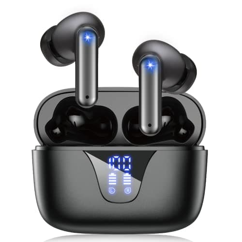 ZIUTY Wireless Earbuds Bluetooth Headphones, 50H Playtime Ear Buds with Mic, LED Digital Display Charging Case, IPX7 Waterproof, Deep Bass Stereo, in-Ear Earphone for iPhone Andriod Phone