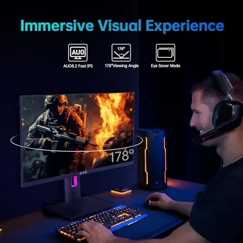 KTC 27'' 2K 170Hz Gaming Monitor - Fast IPS 1ms GTG Pc Monitor with FreeSync G-Sync, HDMI/DP/USB Ports, Height/Tilt/Swivel/Pivot Adjust, 131% sRGB and 97% DCI-P3 Color Gamut for Vertical Monitor 5