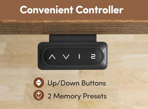 BANTI 55x24 Inch Electric Standing Desk with Double Drawers, Adjustable Height Stand Up Desk, Sit Stand Home Office Desk with Storage Shelf, Vintage Brown Top 9