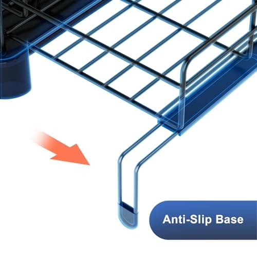 YEYPOP 2 Tier Dish Drying Rack - Expandable Dish Rack Over Sink, 304 Stainless Steel Dish Rack for Kitchen Counter, Dish Drainer w Utensil Holder, Drainboard & Cups Holder, Anti-Rust & Space Saving 9