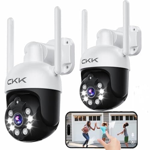 CKK [5G/2.4G WiFi, Upgrading 3K] 2Pcs Wireless Outdoor Security, CCTV PTZ Cameras with 5G/2.4G WiFi,3K 10-Channel NVR,Floodlights,Siren, 2-Way Audio, Color Night Vision, 24/7 Surveillance