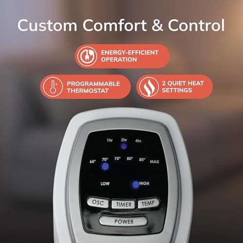 Lasko Oscillating Ceramic Tower Space Heater for Home with Overheat Protection, Timer, 22.5 Inches, Silver, 1500W, 5775 5