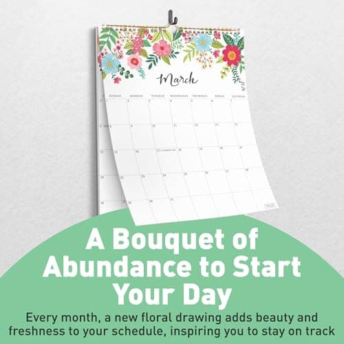 S&O Vertical Floral Wall Calendar from January 2025-June 2026 - Tear-Off Monthly Calendar - 18 Month Academic Wall Planner - Hanging Organizer to Track Anniversaries & Appointments - 13.5"x10.5”in 5