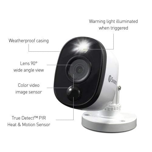 Swann Add-On DVR Bullet Security Camera System with Sensor Spotlight, 1080p Full HD Video, Indoor or Outdoor Design, Dusk to Dawn Color Night Vision Plus True Detect™ Heat and Motion Detection 5