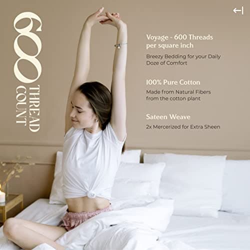 Mayfair Linen 100% Egyptian Cotton Queen Fitted Sheet Only - 600 Thread Count Cotton Fitted Sheet Queen, Soft, Durable, Cooling 16" Deep Pocket Sateen Weave Bottom, Luxury Hotel Quality - White 7