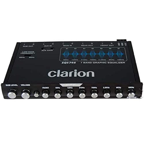 Clarion EQS755 7-Band Car Audio Graphic Equalizer with Front 3.5mm Auxiliary Input, Rear RCA Auxiliary Input and High Level Speaker Inputs 7