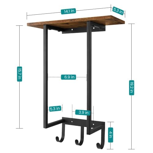 ELITEROO Towel Racks for Bathroom Wall Mounted, Towel Holder with Wooden Shelf and 3 Hooks for Washcloths Hand Towel, Bath Towel Storage Organizer for Small Bathroom, RV, Rustic Brown 5