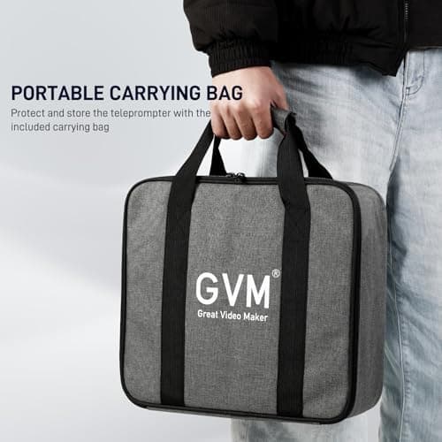 GVM 12" Teleprompter for iPad Tablet Phone DSLR Camera, Collapsible Teleprompter Kit with Installation Free Design, HD Refective Display, APP Remote Control, Carry Case, for Video Recording 9