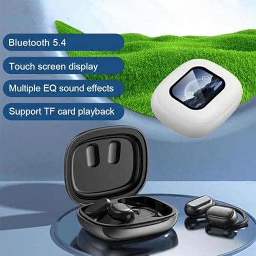 Intelligent Touch Screen Open Bluetooth Earphones, Erazers True Wireless Open Ear Earbuds Bluetooth 5.4, IPX5 Waterproof, with LED Display, Wireless Open Ear Bluetooth Earbuds (Black) 9