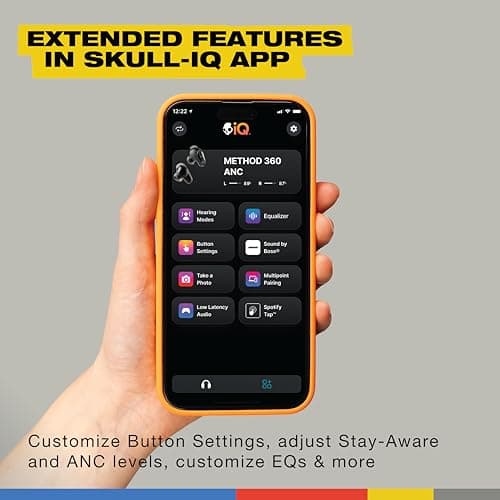 Skullcandy Method 360 ANC Wireless Earbuds, Sound by Bose, Bluetooth Headphones, Premium Noise Cancelling, Up to 40 Hrs Battery, Sweat and Water Resistant, Microphone for iPhone Android - Bone 7