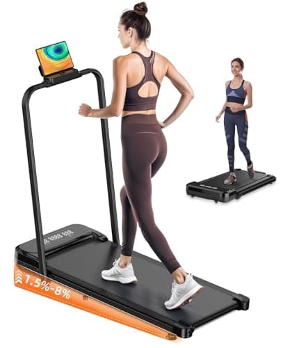 Zisgner Walking Pad, Under Desk Treadmill, Walking Pad with Incline, 2 in 1 Treadmills for Home/Office, Compact Portable Foldable Treadmill, Installation-Free Low Noise, Safety Lock and LED Display