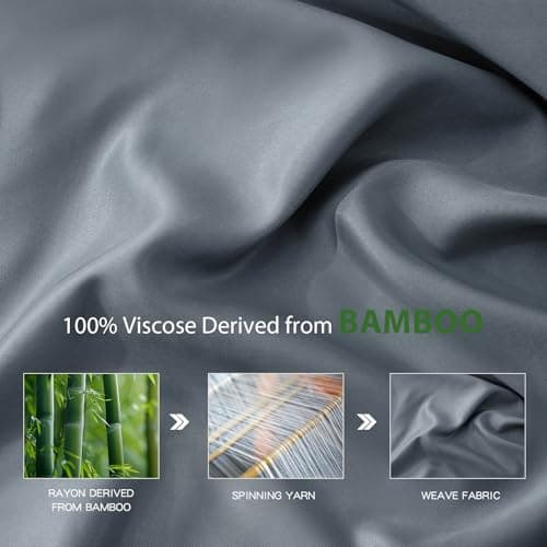 FreshCulture Bamboo Fitted Sheet, Cooling Sheets Queen Size, Viscose Derived from Bamboo, Durable and Ultra Soft Breathable Bottom Sheets, Queen, Slate Blue 5