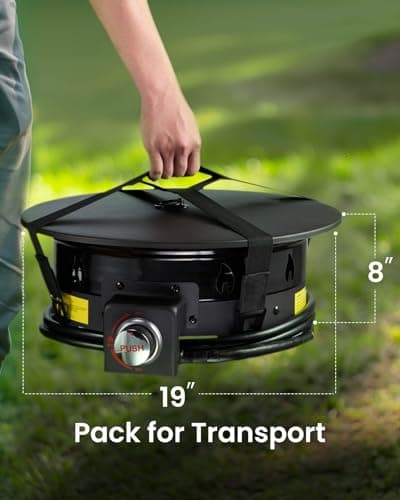 Ciays Large Propane Fire Pit 19 Inch, Gas Fire Pit with Grill Grate, Folding Legs, Hose Hooks, Propane Tank Holder, Cover & Carry Strap, Portable Outdoor Fire Pit for Camping, 58,000 BTU 7