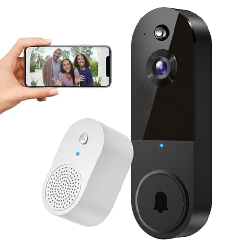 BoilNano 1080P Video Doorbell Camera Wireless with Doorbell Receiver, Cloud Storage, Live View, 2-Way Talk, Night Vision, 2.4Ghz WiFi Only, Indoor Surveillance, Real-Time Alert (Black)