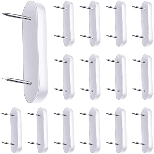 Jetec Plastic Head Double Pins Bed Skirt Holding Pins White Furniture Chair Leg Brooch Glide Nails Holding Brooch for Slipcovers and Bedskirts(15 Pieces)