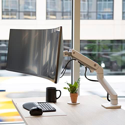 Ergotron – HX HD Premium Heavy Duty Gaming Monitor Arm, Single Monitor Desk Mount – for 1000R Curved Ultrawide Monitors Up to 49 Inches, 28 to 42 lbs, VESA 75x75mm or 100x100mm – HD Pivot, White 8