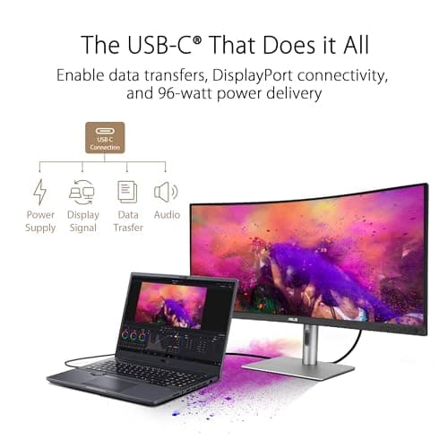 ASUS ProArt Display 34” Ultrawide Curved Professional HDR Monitor (PA34VCNV) - IPS, 21:9 3440 x 1440, 3800R Curve, 100% sRGB/Rec709, ΔE<2, Calman Verified, USB-C Docking PD 96W, RJ45, 3 Year Warranty 7
