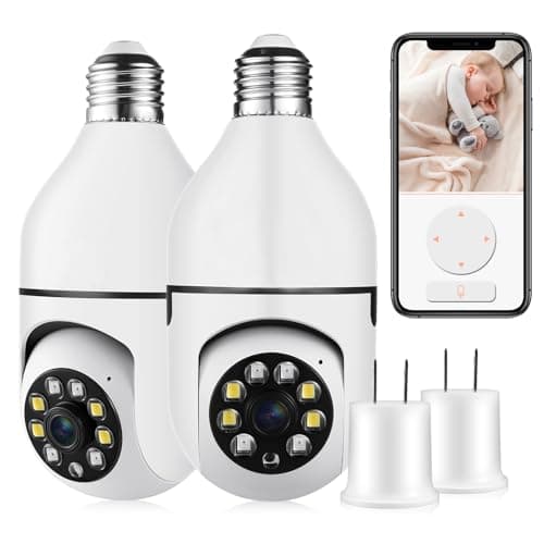 ratolo Security Camera Indoor Wireless WiFi Outdoor Home E27 360 Degree Panoramic Home Security Cameras IP Camera Motion Detection and Alarm Two-Way Audio 2pack
