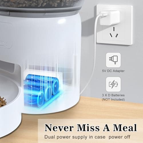 Automatic Cat Feeder with Camera, 3L Smart WiFi Pet Food Dispenser for Cats & Small Dogs, App Control, Voice Recorder, Dual Power, Customizable Feeding Schedules, Anti-Clogging Design 6