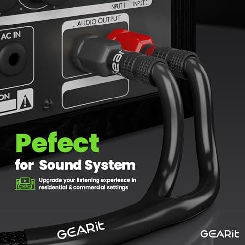GearIT 12AWG Speaker Cable Wire with Gold-Plated Banana Tip Plugs (15 Feet) In-Wall CL2 Rated, Heavy Duty Braided, 99.9% Oxygen-Free Copper (OFC) - Black, 15ft 5