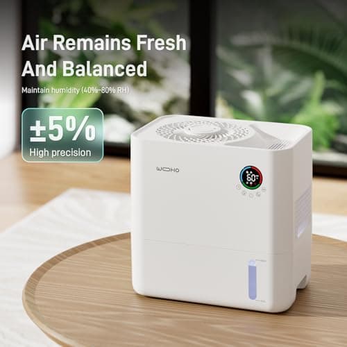 Wooohoo Evaporative Humidifier for Bedroom, 5L Quiet No Mist Humidifier With Aroma Diffuser, 14H Timer, Top-Fill, 5 Speed, No White Dust, Easy to Clean, for Baby, Nursery, Home & Office 7