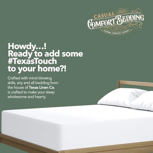 TEXAS LINEN CO. 100% Organic Cotton Percale Weave Fitted Sheet Full Size, White, 1 Deep Pocket Full Fitted Sheet, Fits Mattress Upto 16" Crisp and Cool Bed Linen, Luxury GOTS Certified Sheets 7