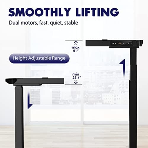 ERGOMORE Dual Motor Standing Desk Frame with 3-Stage Height Adjustment, 3 Memory Height Settings and 2 USB Ports, Heavy Duty Electric Desk (Black Frame Only) 5