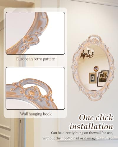 XPXKJ Vintage Gold Mirror Tray Vanity Tray for Dresser Perfume Storage Decorative Mirrored Glass Tray Coquette Room Decor, Bedroom, Bathroom Oval Antique Serving Makeup Organizer 5