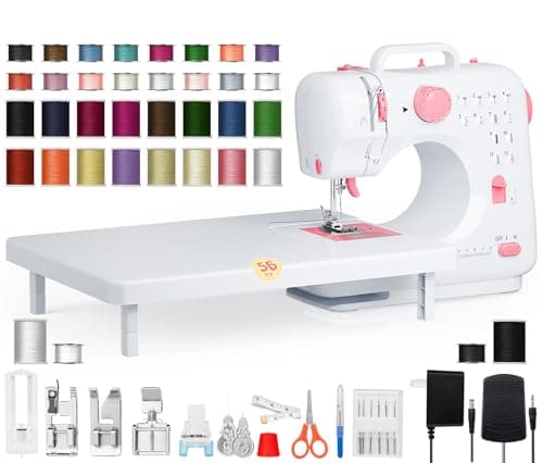 Portable Sewing Machine for Beginners – Clearance! 12 Built-in Stitch Options, Adjustable 2-Speed Foot Pedal, LED Sewing Light, and 32 Color Thread Kit – Ideal for Home Sewing – Only