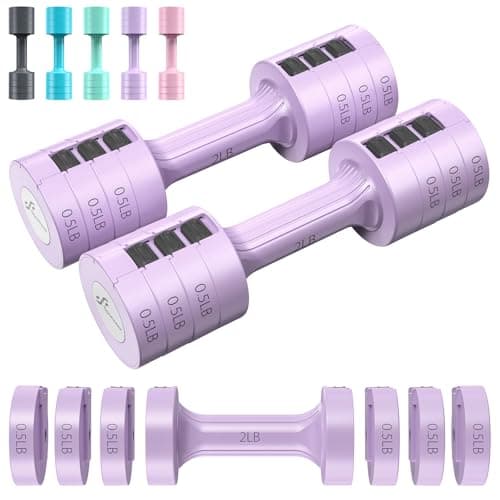 Adjustable Dumbbells Hand Weights Set: Sportneer 1 Pair 0.9-4.5KG (0.9-2.3KG) Fast Adjust Dumbbell Weight 6 In 1 Free Weights Barbells For Women Men Home Gym Workout Exercise Strength Training 8