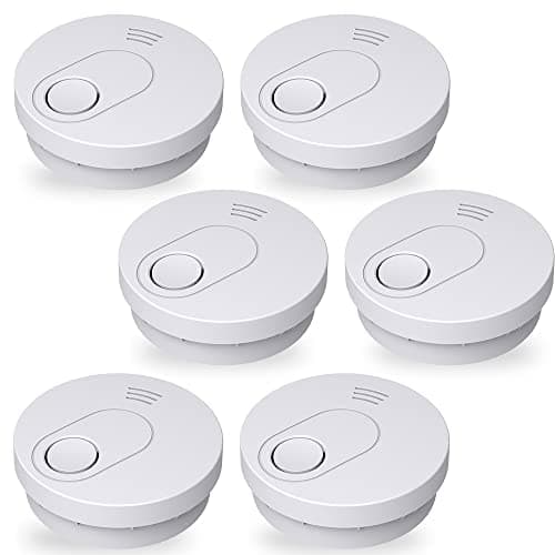 Andyssey Smoke Detector, Wireless Smoke Alarm with 10 Year Life Time, Photoelectric Fire Alarm with Battery with Low Battery Failure Warning Button, Fire Alarm Smoke Detector UL Listed, GS526A 6 Packs