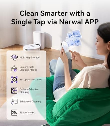 NARWAL Freo S Robot Vacuum and Mop Combo, 8000Pa Suction, 180 Days Hands Free, Self-Emptying Base, LDS Navigation, Obstacle Avoidance, Robot Vacuum Cleaner for Pet Hair & Hard Floors 7
