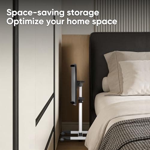 MoNiBloom Mobile Laptop Desk 360° Rotatable Panel Adjustable Height Desk Rolling Cart Ergonomic Table with Wheels for Home Office School, Black 5