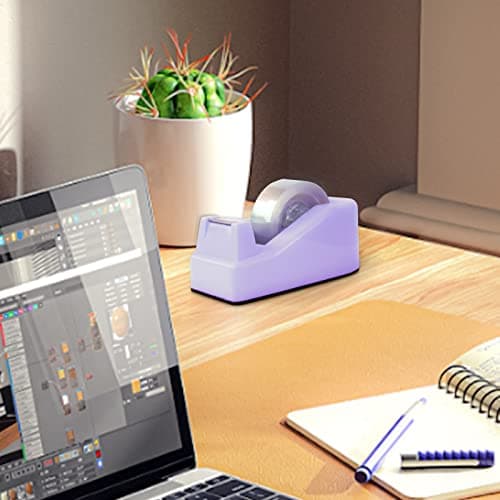 Yiautao 1Pcs Desktop Tape Dispenser Adhesive Roll Holder with Weighted Nonskid Base, Purple (Tape not Included) 6