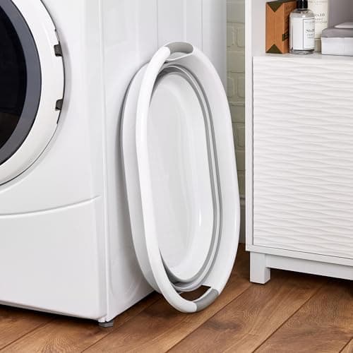 Laundry 360 Collapsible Laundry Basket | Portable | Space Saver Storage | 27 Liter Capacity | Store Under the Bed or Closet | Good for Kids | Dorm | Bedroom | Large | White/Grey 6