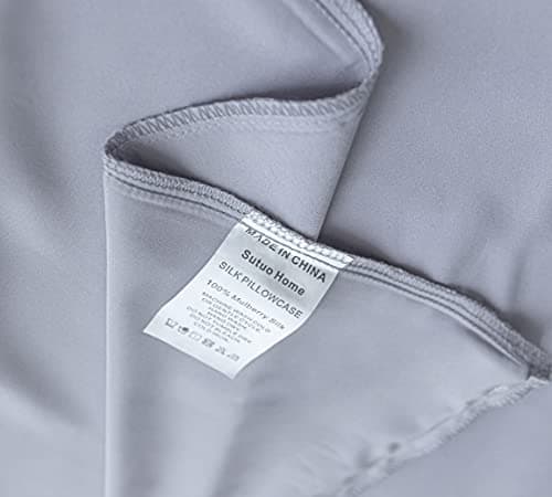 Sutuo Home Silk Pillowcase 2 Pack 100% Mulberry Silk Pillow Cases for Hair and Skin 6A Both Sides 19 Momme Natural Silk Pillow Cover Super Soft and Smooth Standard 20"x26" Light Grey 7
