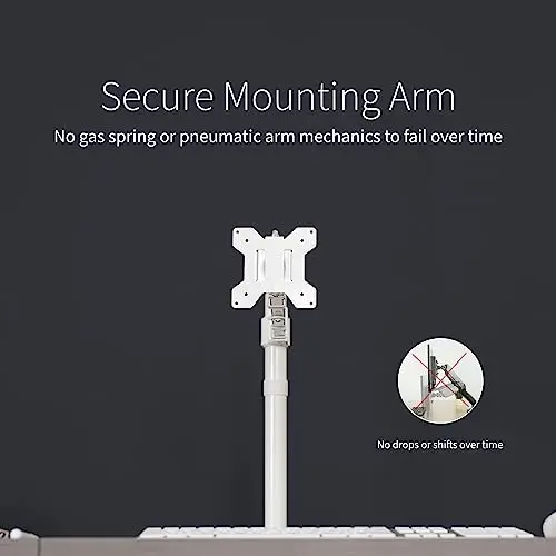 VIVO Single Monitor Arm Desk Mount, Holds Screens up to 32 inch Regular and 38 inch Ultrawide, Fully Adjustable Stand with C-Clamp and Grommet Base, VESA 75x75mm or 100x100mm, White, STAND-V001W 7