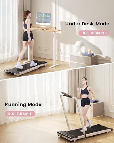 DeerRun Foldable Walking Pad Treadmill for Home & Office, Under Desk Walking Pad Treadmill with 9% Manual Incline and Handlebar, 0.6–7.5 MPH, 300 lb Capacity, App & Remote Control 5